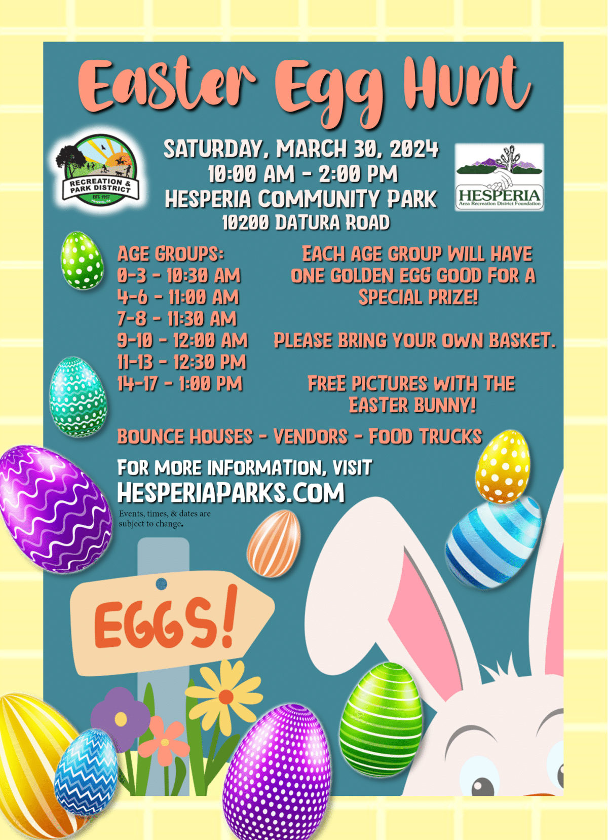 Easter is near. Mark your calendars for our Community Easter Egg Hunt ...