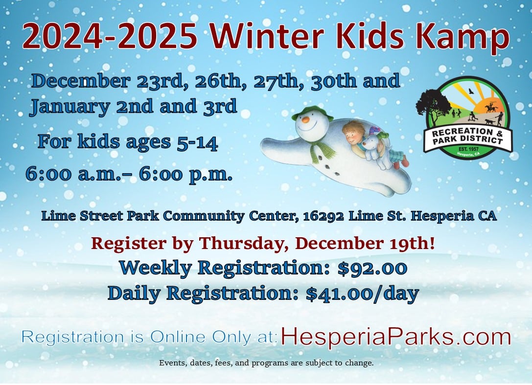 Winter 2024 Kids Kamp Postcard